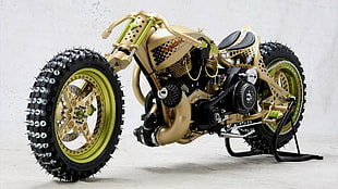 brown motorcycle with spikes HD wallpaper