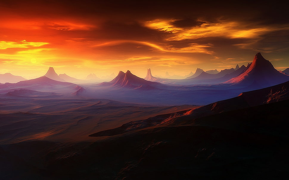 rocky mountain, artwork HD wallpaper