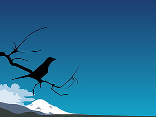 silhouette illustration of a bird perched on a tree twig