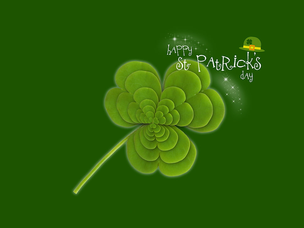 green clover plant Happy St. Patrick's Day text HD wallpaper
