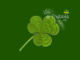 green clover plant Happy St. Patrick's Day text