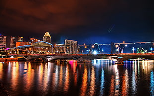 night photography of city HD wallpaper