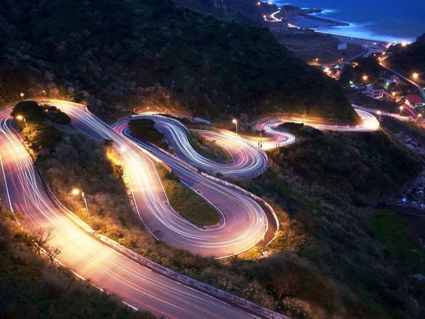 timelapse photography of road, Touge, hairpin turns