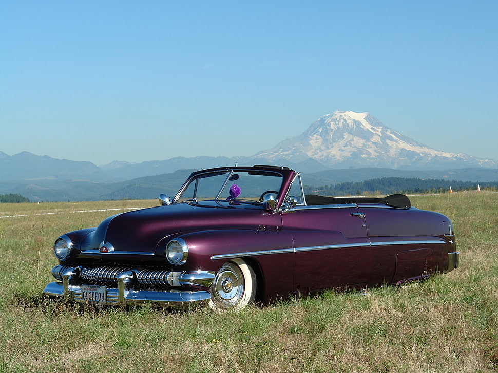 maroon convertible coupe, car, Mount  St.  Helens HD wallpaper