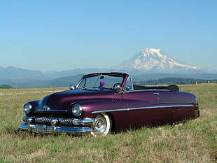 maroon convertible coupe, car, Mount  St.  Helens
