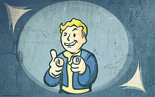 man wearing blue jacket illustration, video games, Pip-Boy