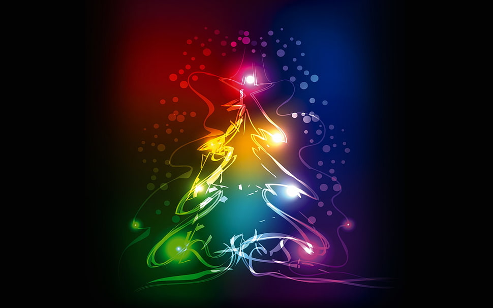 assorted-color Christmas tree illustration, New Year, snow HD wallpaper
