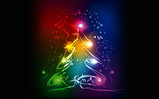 assorted-color Christmas tree illustration, New Year, snow
