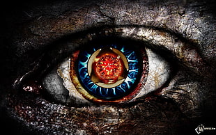 multicolored human eye painting, blue eyes, red eyes, anime, artwork HD wallpaper
