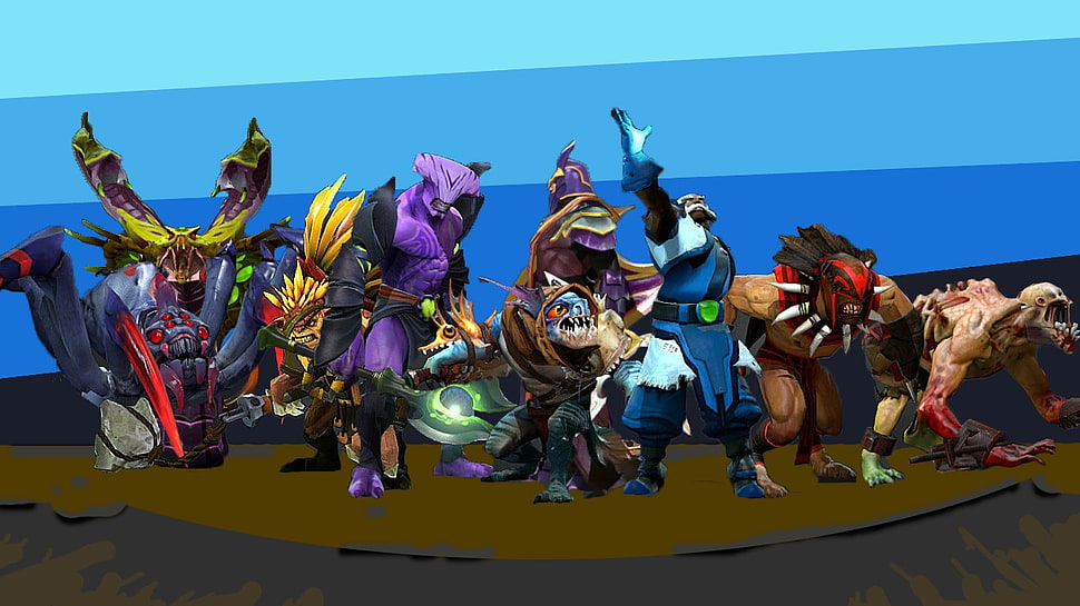 assorted-character figures, Dota 2, Steam (software), Slark, Faceless Void HD wallpaper