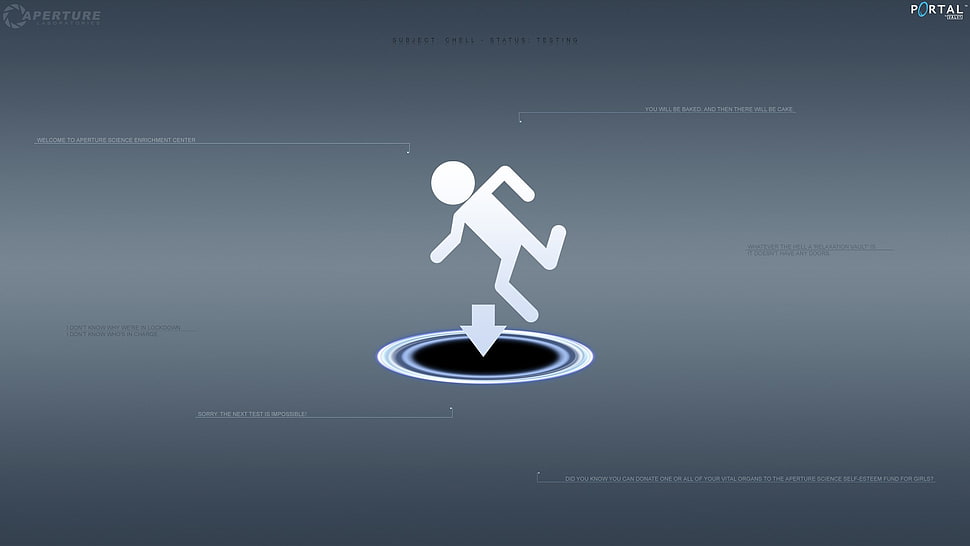 stick figure about to fall in hole clipart, Portal (game), Chell, Aperture Laboratories, video games HD wallpaper