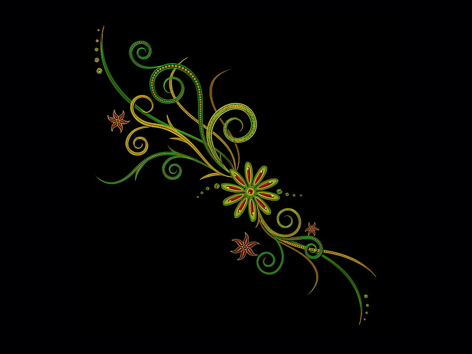 red and green floral decor HD wallpaper
