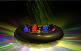 round black, blue, and red disco light