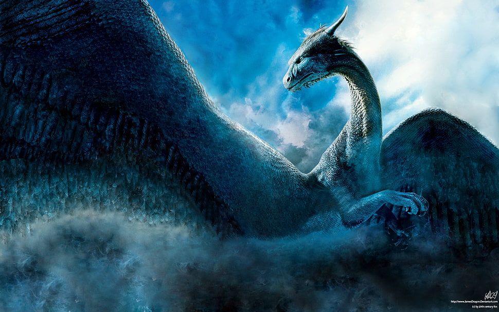white dragon illustration, Eragon, dragon HD wallpaper