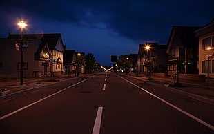 gray concrete road, road, city, urban, lantern