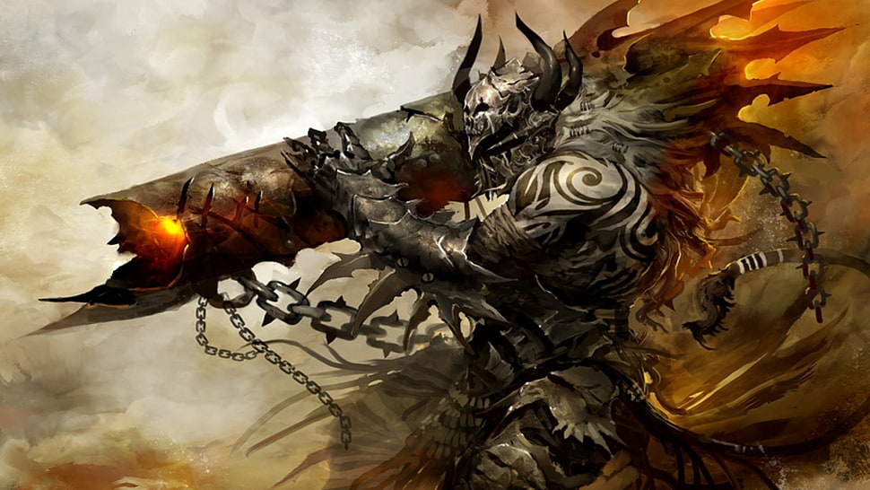 God of War illustration, Guild Wars 2, video games HD wallpaper