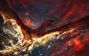 dragon wallpaper, artwork, fantasy art, digital art, dragon HD wallpaper