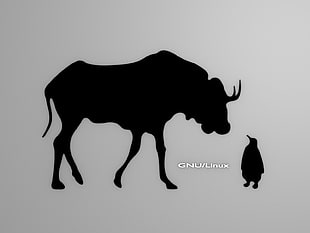 water buffalo and penguin illustration, Linux, GNU, Tux