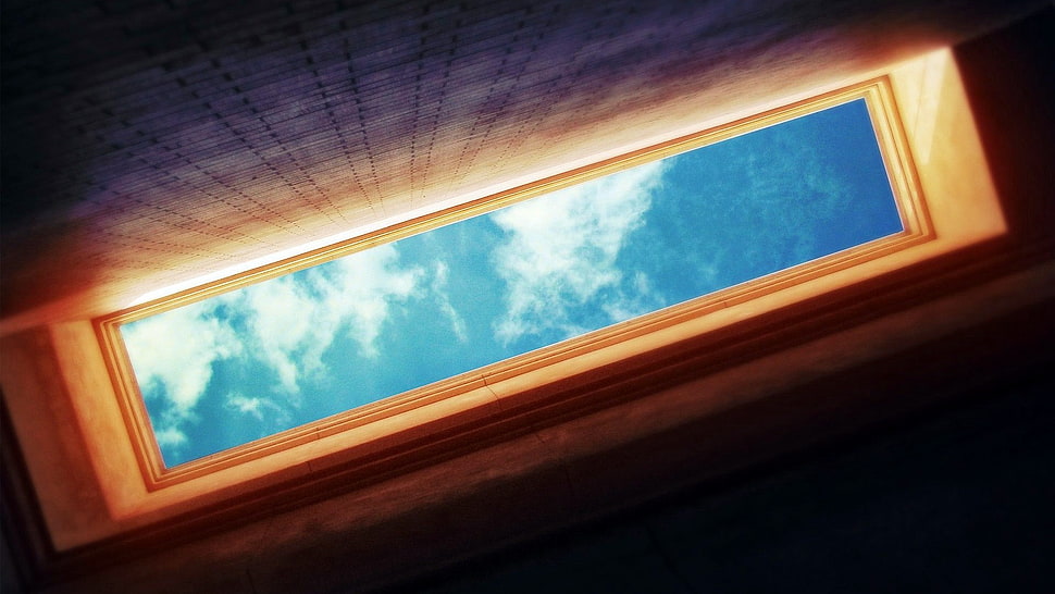 blue sky and white clouds, sky, wall HD wallpaper