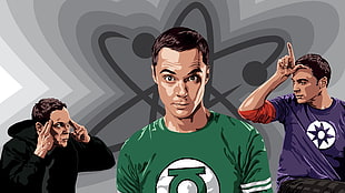 green Lantern crew-neck shirt, Sheldon Cooper, The Big Bang Theory, Jim Parsons HD wallpaper