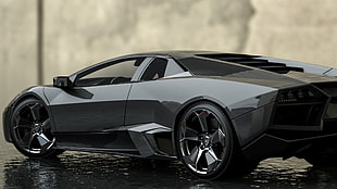 black Lamborghini die-cast model, car, Lamborghini Reventon, Lamborghini, Reventon