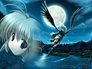 winged female animated character HD wallpaper