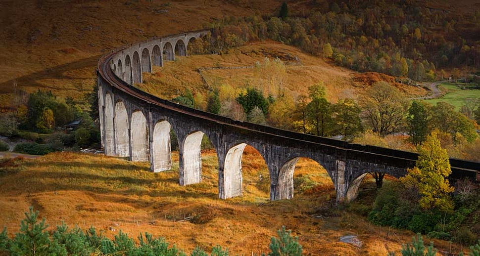 gray concrete arch bridge, Glenfinnan, landscape HD wallpaper