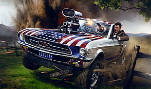 black and blue RC car, car, Ronald Reagan, artwork, USA
