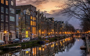 river near ocean, Amsterdam, Netherlands, city, river