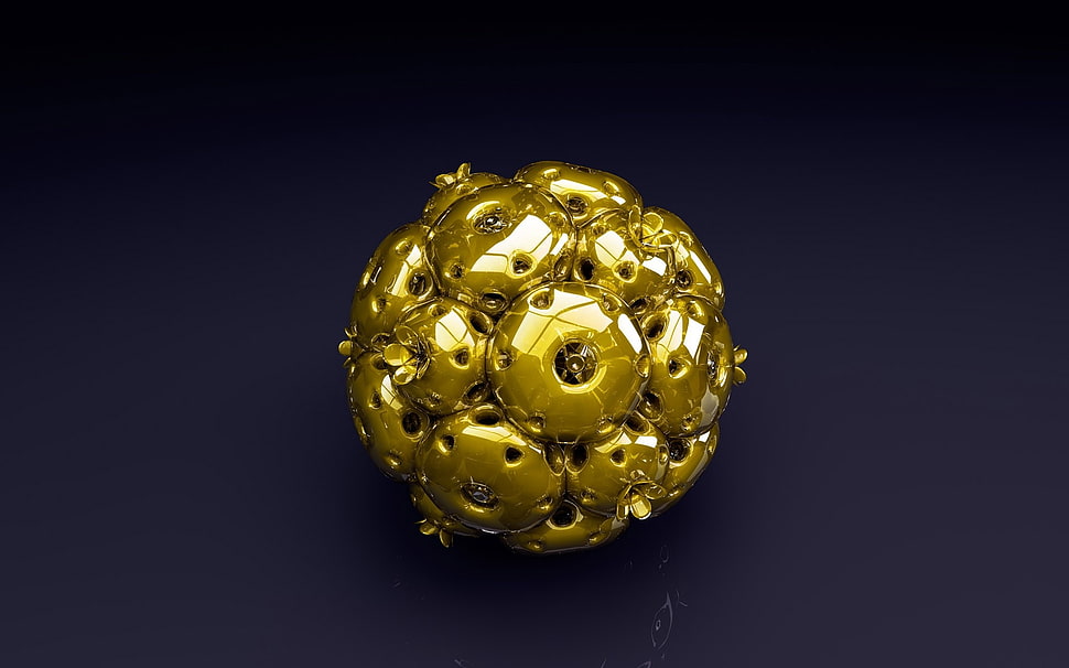 round gold-colored ball ornament HD wallpaper