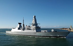 silver and white ship, ship, Type 45, Destroyer, HMS Dragon