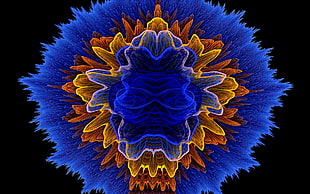 blue, yellow, and brown illustration