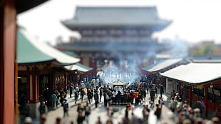 people gathered around shrine during daytime