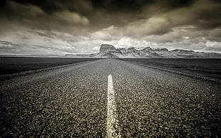 grey asphalt road, road, landscape