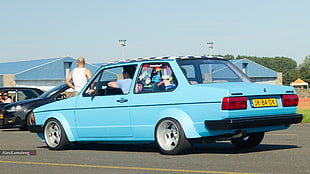 teal coupe, car, vehicle, blue cars, Volkswagen Jetta