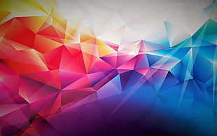 multicolored geometric shape wallpaper, abstract, blue, yellow, red HD wallpaper