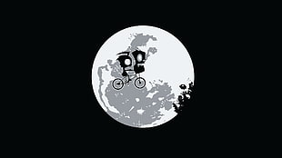 animated character biking in the sky, Invader Zim, Moon, artwork, E.T.
