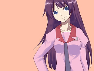 anime character with purple long hair digital wallpaper HD wallpaper