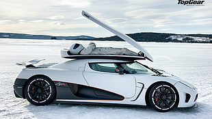 white coupe, Koenigsegg Agera, supercars, Top Gear, The Stig HD wallpaper