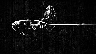 man holding sword artwork, Corvo Attano, Dishonored, black