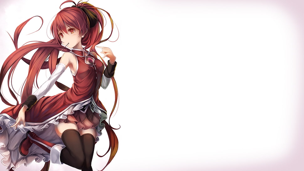 illustration of a red-haired anime girl character HD wallpaper