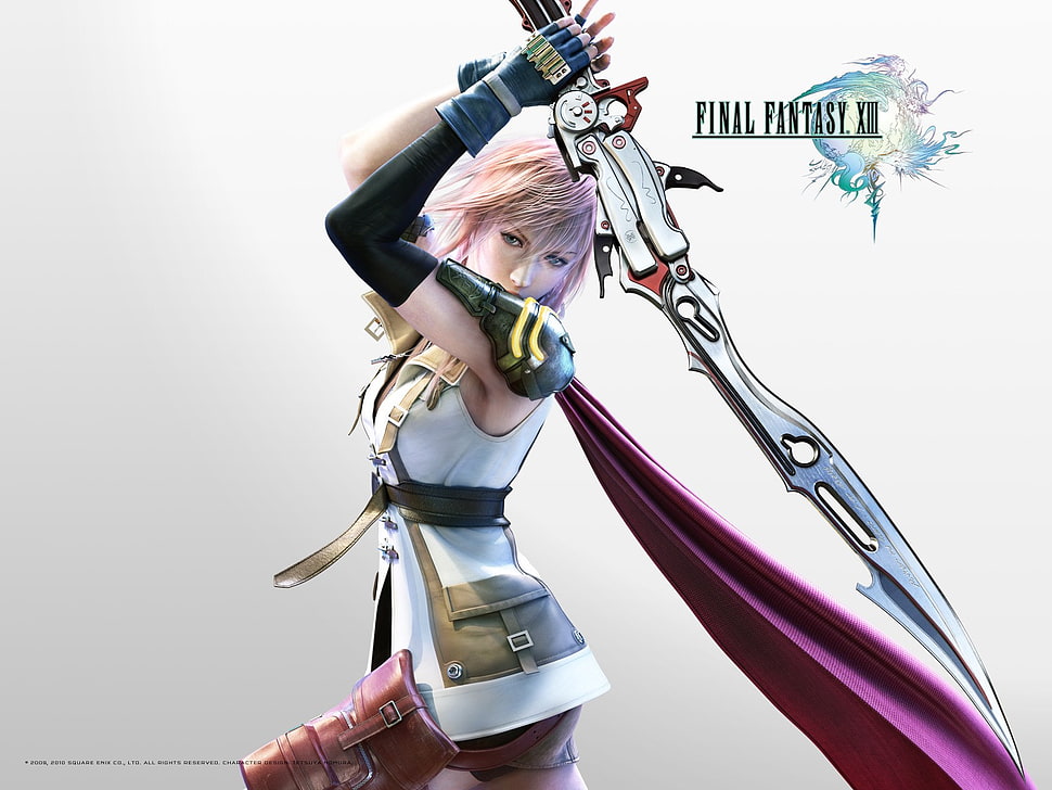Final Fantasy character digital wallpaper, Final Fantasy XIII, Claire Farron, video games, sword HD wallpaper