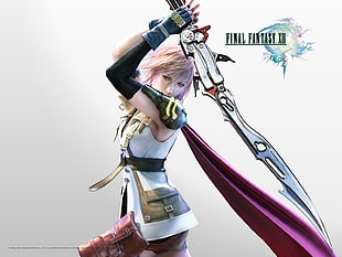 Final Fantasy character digital wallpaper, Final Fantasy XIII, Claire Farron, video games, sword