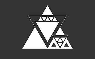 triangular white and black logo, triangle, vector, monochrome, minimalism HD wallpaper
