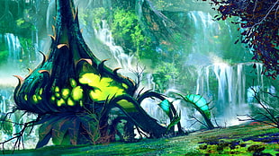 green leafed plant digital aertwork, video games, Guild Wars 2, artwork HD wallpaper