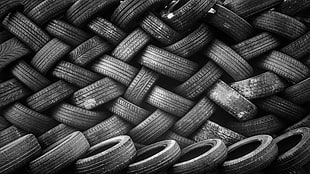 vehicle tire lot, tire, tires, monochrome, wall HD wallpaper