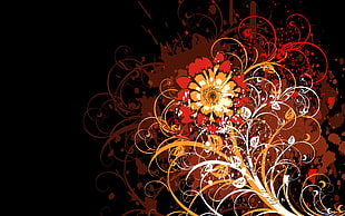 vector art of yellow, white, and red flower