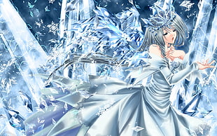 female anime ice princess digital wallpaper HD wallpaper