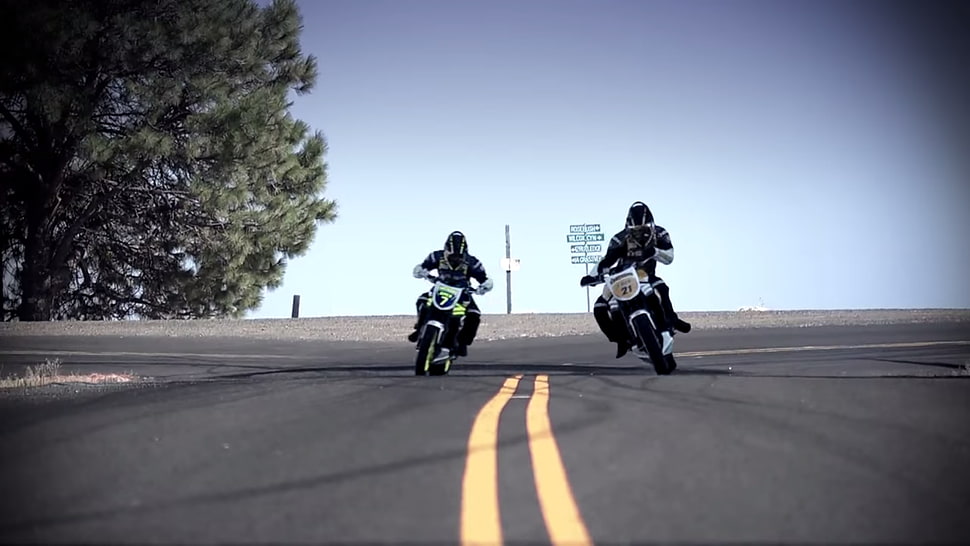 two white-and-black motorcycles, motorcycle, road HD wallpaper