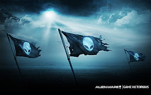 Alienware flags, Alienware, computer, PC gaming, flag HD wallpaper